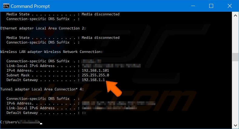 znajdź swój adres IP - adapter bezprzewodowej sieci LAN 