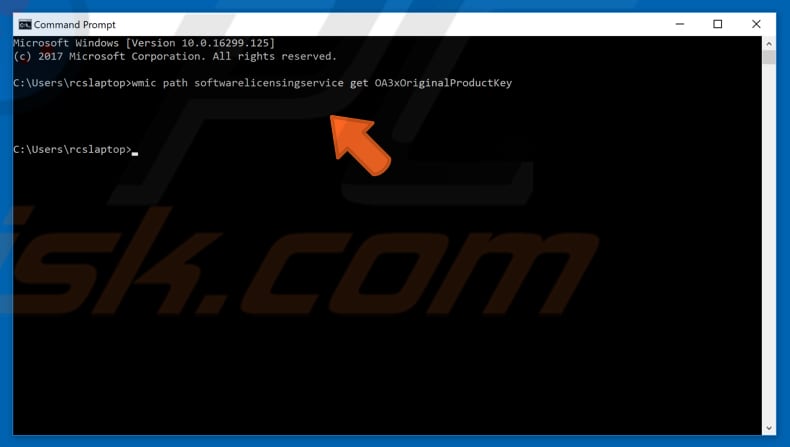 find your product key using command prompt