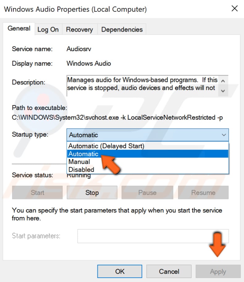 uruchom ponownie usługę audio systemu Windows, krok 4