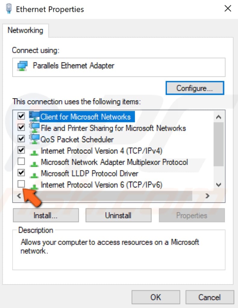 wyłącz IPv6 krok 4