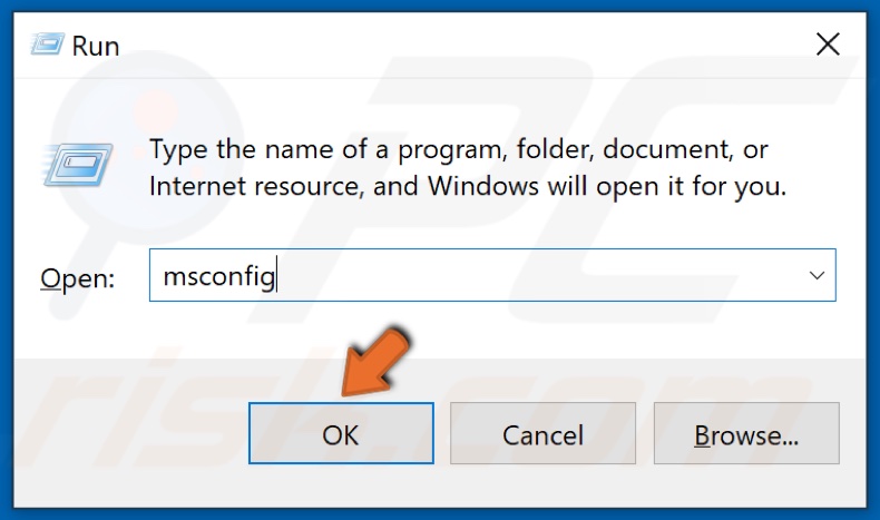Wpisz MSConfig w polu Uruchom i kliknij OK 