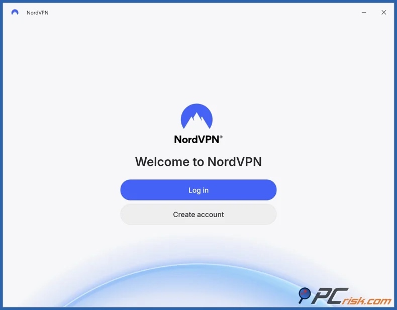 Ekran logowania NordVPN