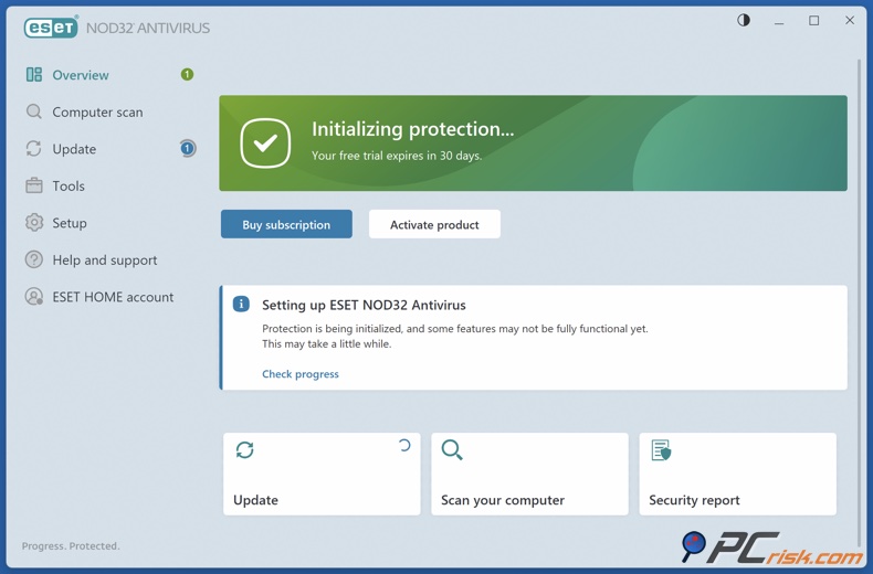 ESET NOD32 overview window