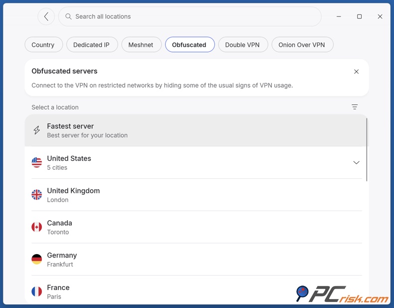Serwery zaciemnione NordVPN