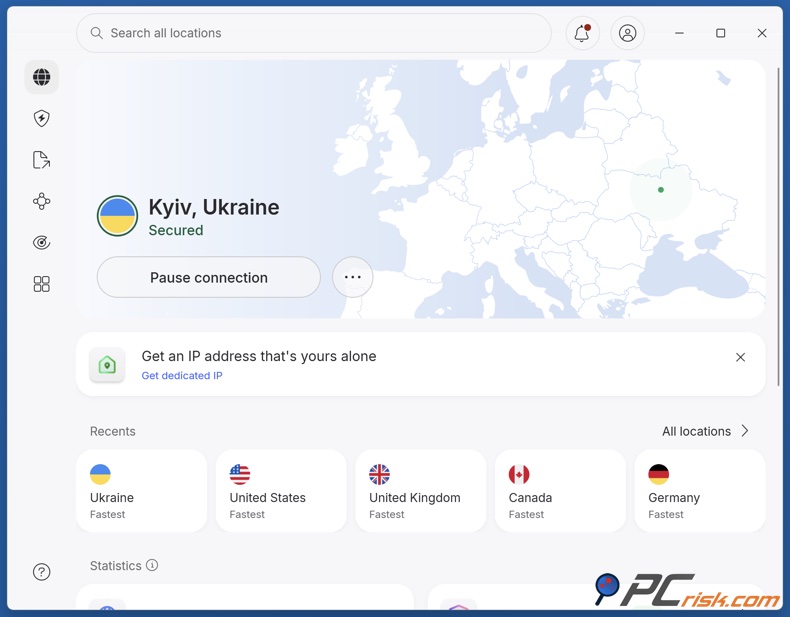 NordVPN połączony z Ukrainą