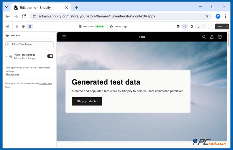 Osadzenie aplikacji w edytorze szablonów Shopify