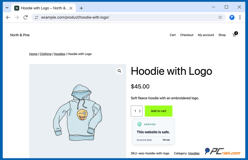 Odznaka zaufania na stronie produktu WooCommerce