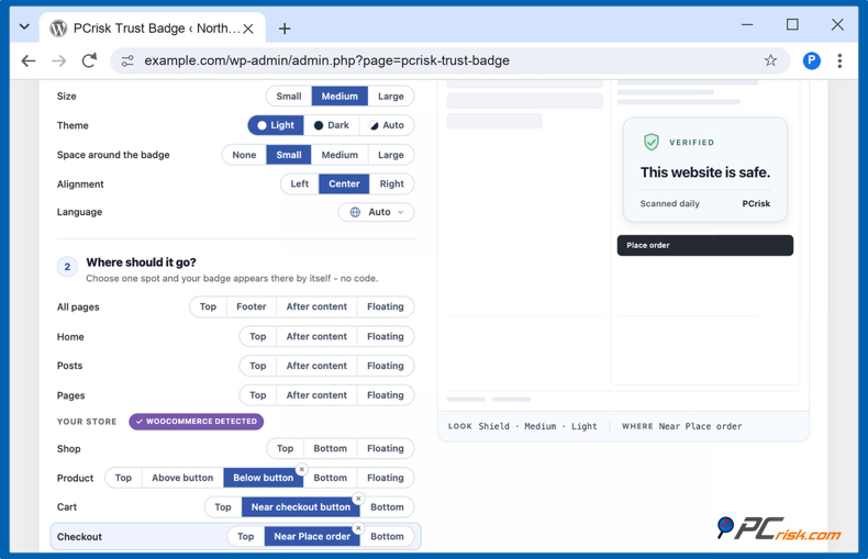 Ustawienia odznaki zaufania WooCommerce