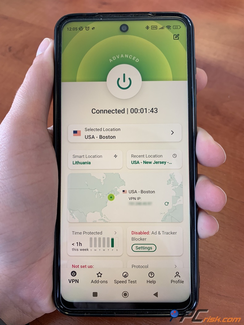Panel ExpressVPN na Androidzie