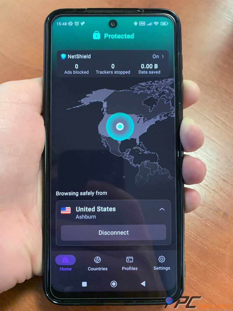 Panel Proton VPN na Androidzie