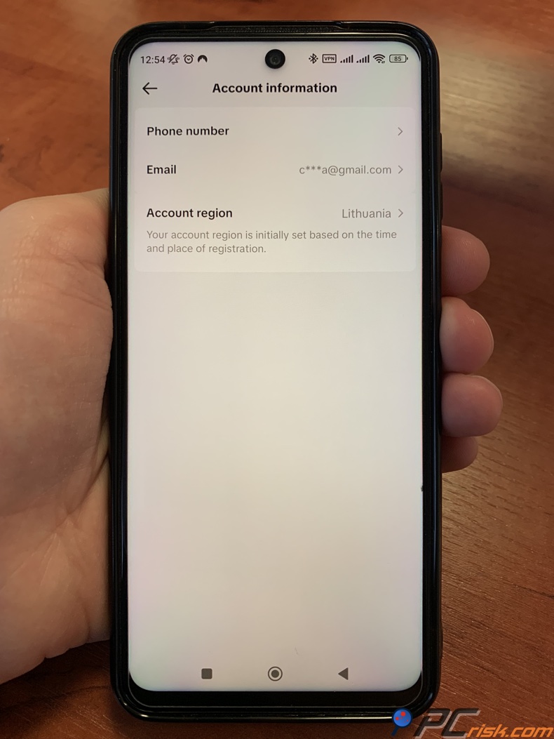 Informacje o koncie TikTok