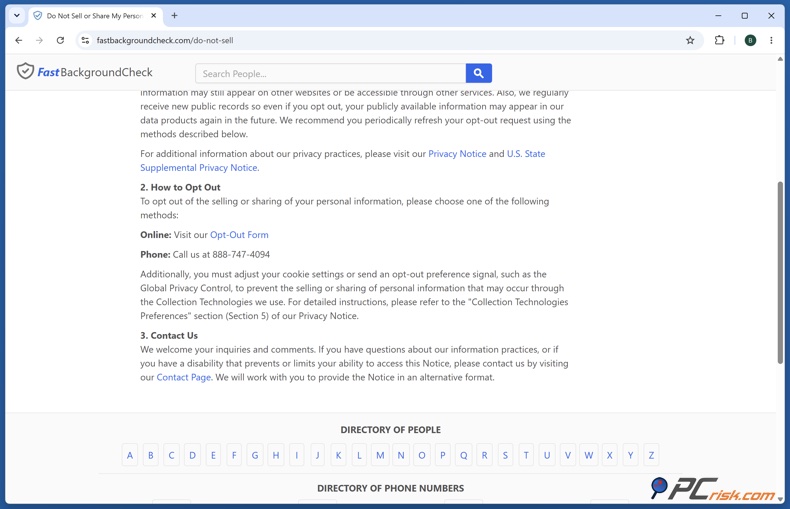FastBackgroundCheck Opt Out Form