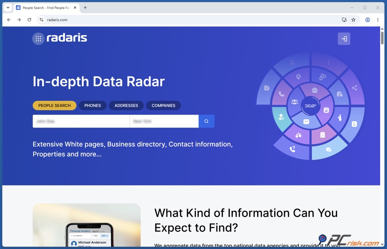 Radaris homepage