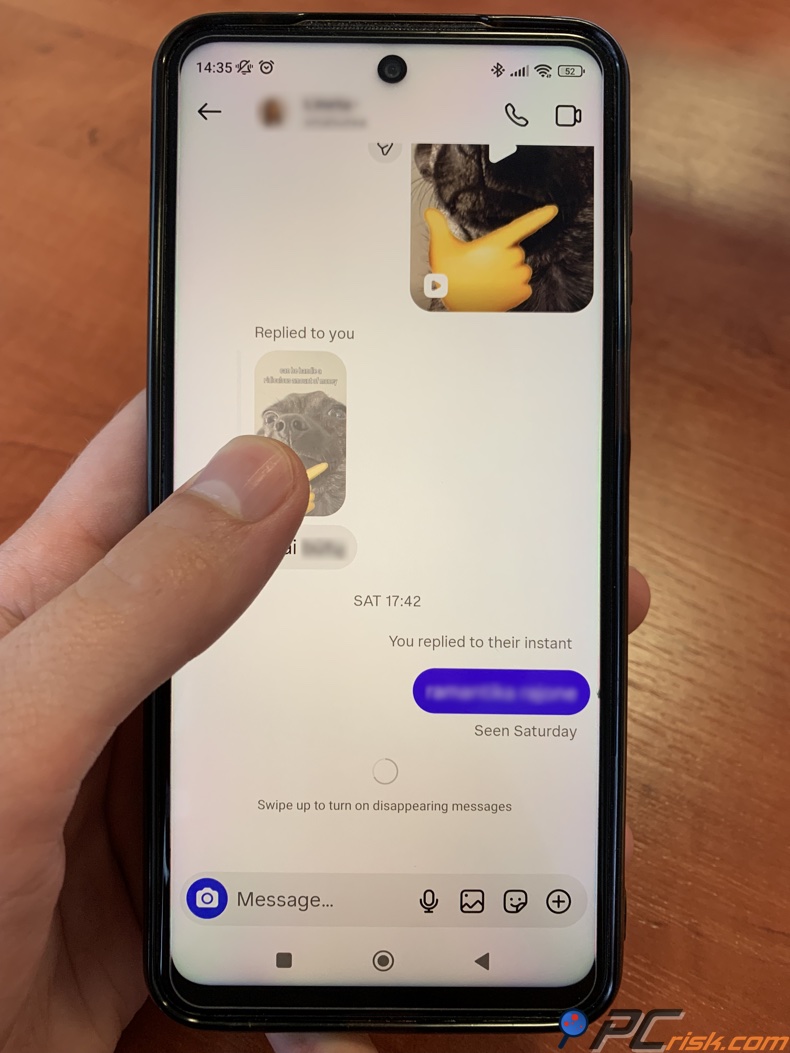 Włączanie znikających wiadomości na Instagramie