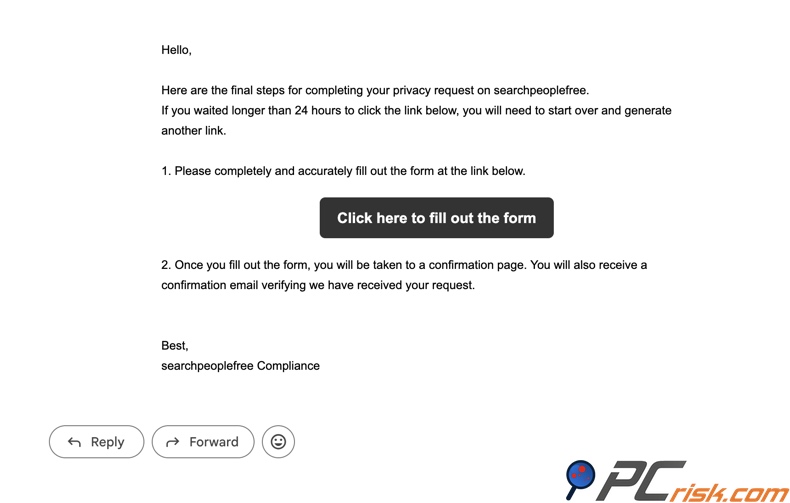 E-mail rezygnacji SearchPeopleFREE