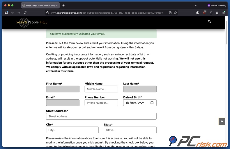 Formularz rezygnacji SearchPeopleFREE