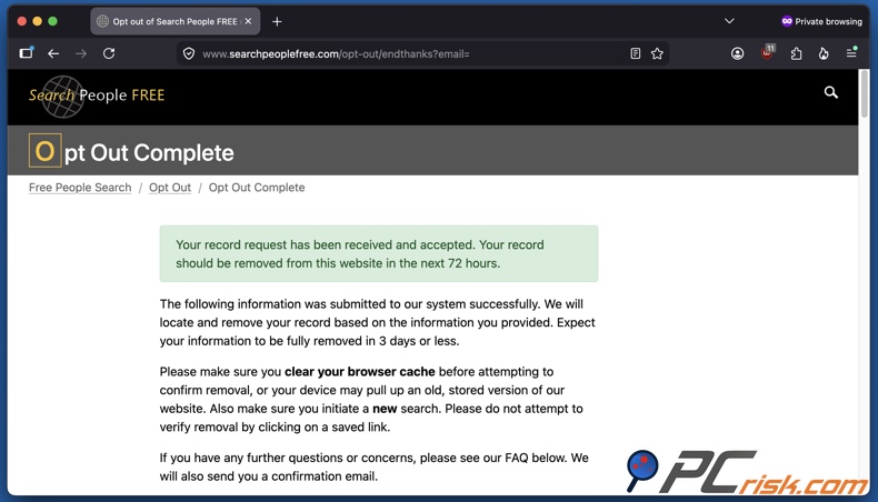 Zaakceptowano żądanie rezygnacji SearchPeopleFREE