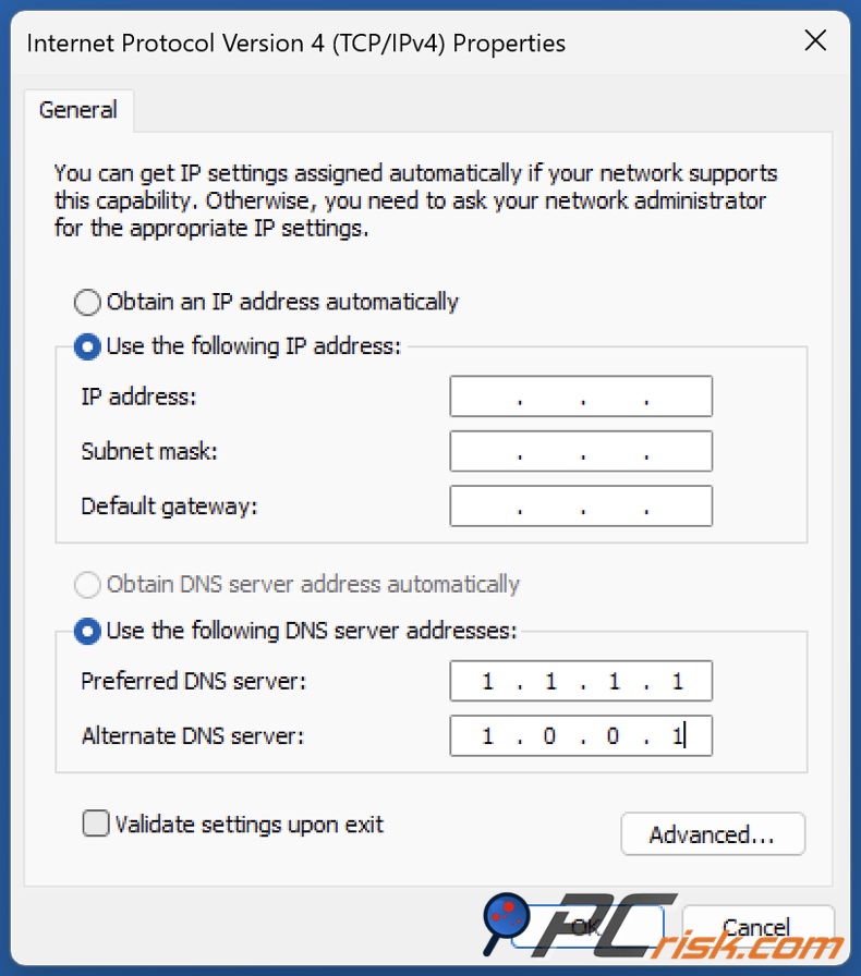 Zmiana adresu DNS