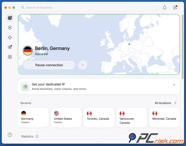 NordVPN connected to Germany