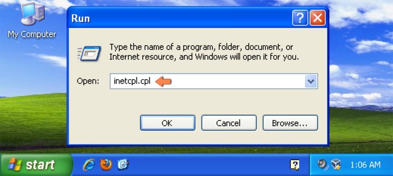 Resetowanie ustawień Internet Explorer do domyślnych na Windows XP