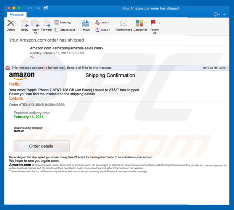 amazon phishing spam email sample