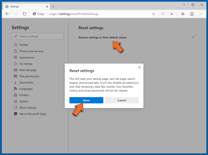 Kasowanie Microsoft Edge (Chromium) krok 3