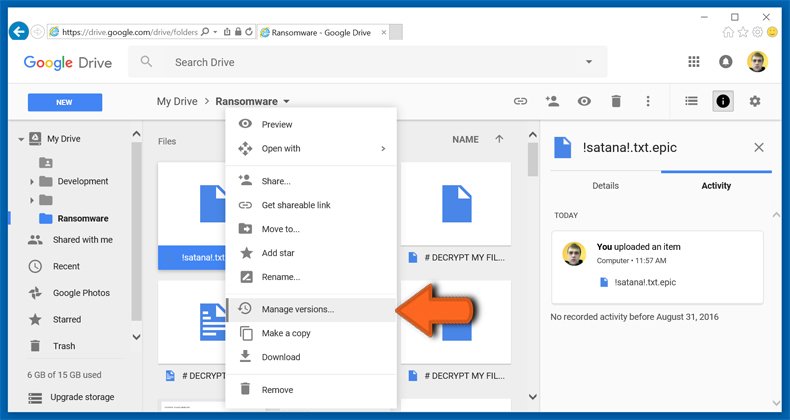 google drive manage versions