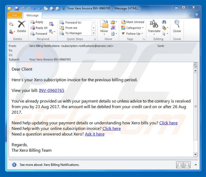 invoice phishing spam email sample