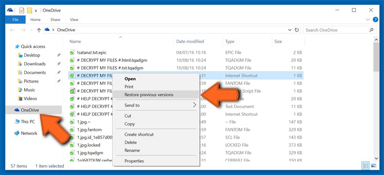 onedrive restore previous versions