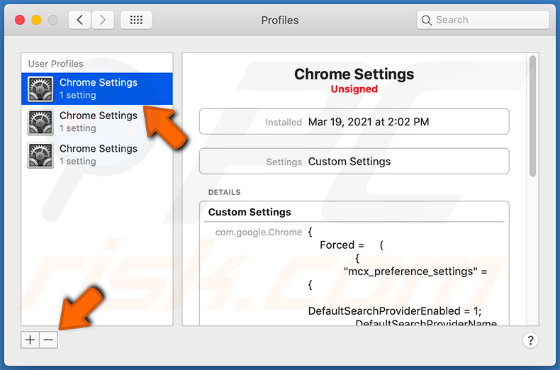 Usuwanie złośliwych profili dodanych przez LookupDisplay (krok 2)