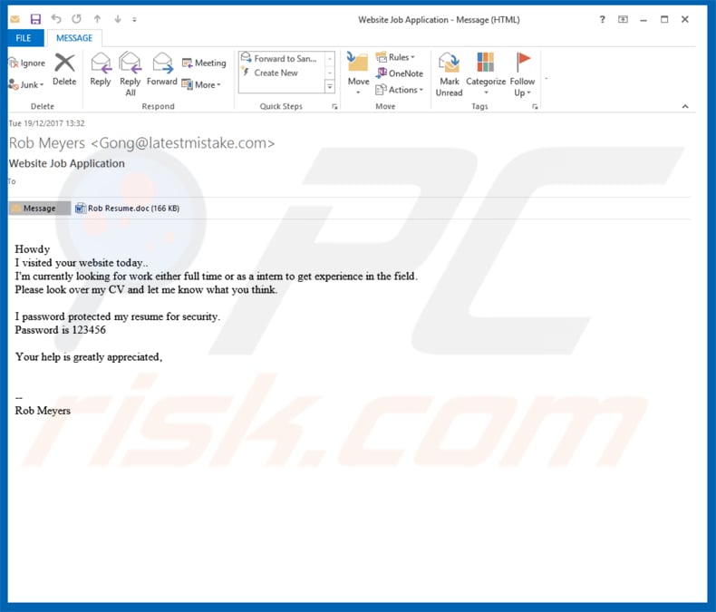 resume cv scam email sample