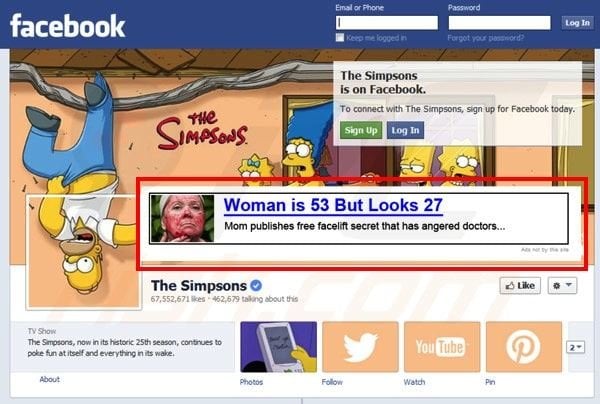 Ads not by this site w Facebook
