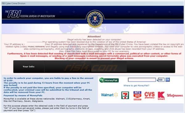 Wirus FBI MoneyPak - zamykający komputer scam