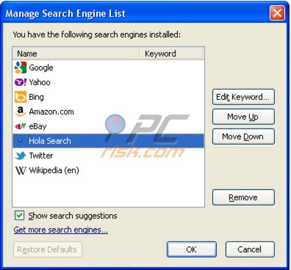 Usuwanie Holasearch.com z Mozilla FireFox