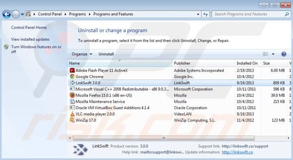 Deinstalacja Linkswift
