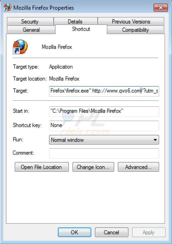 Usuwanie przekierowanego wirusa qvo6.com z Mozilla FireFox