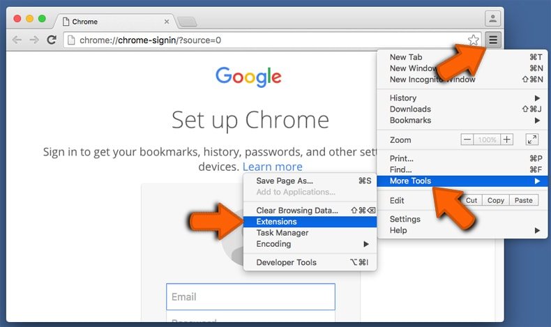 removing malicious google chrome extensions step 1