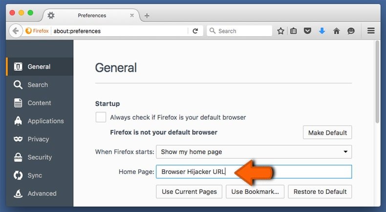 changing mozilla firefox homepage