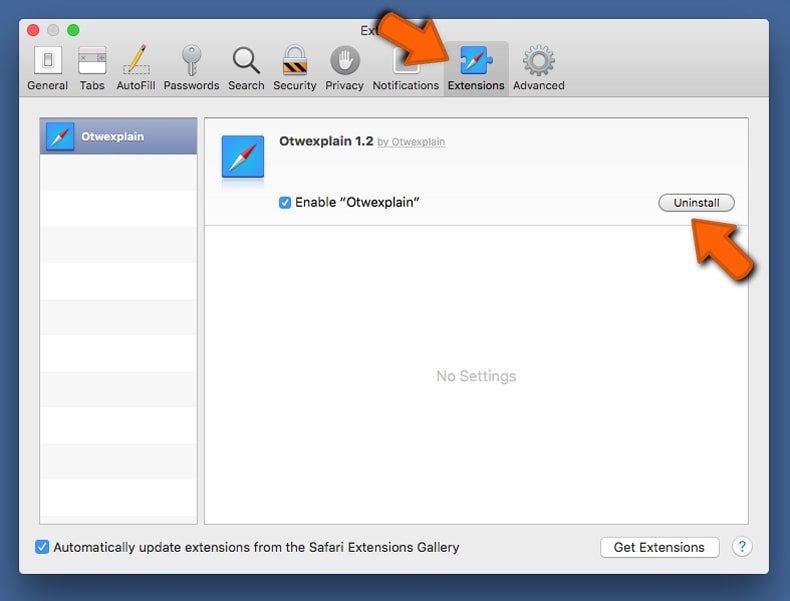 safari extensions window