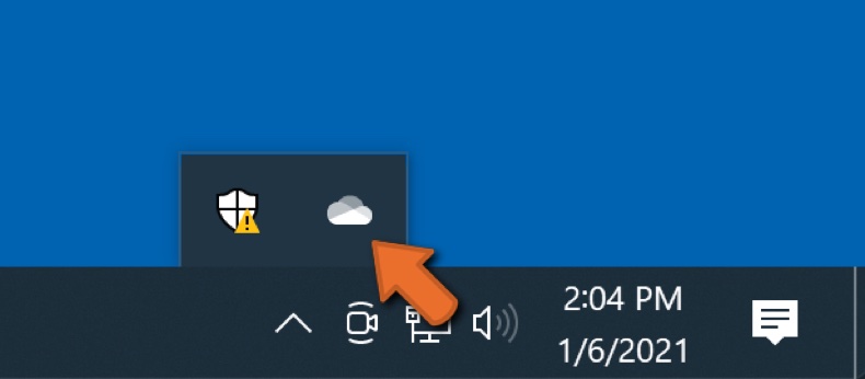 Kliknij ikonę OneDrive na pasku zadań