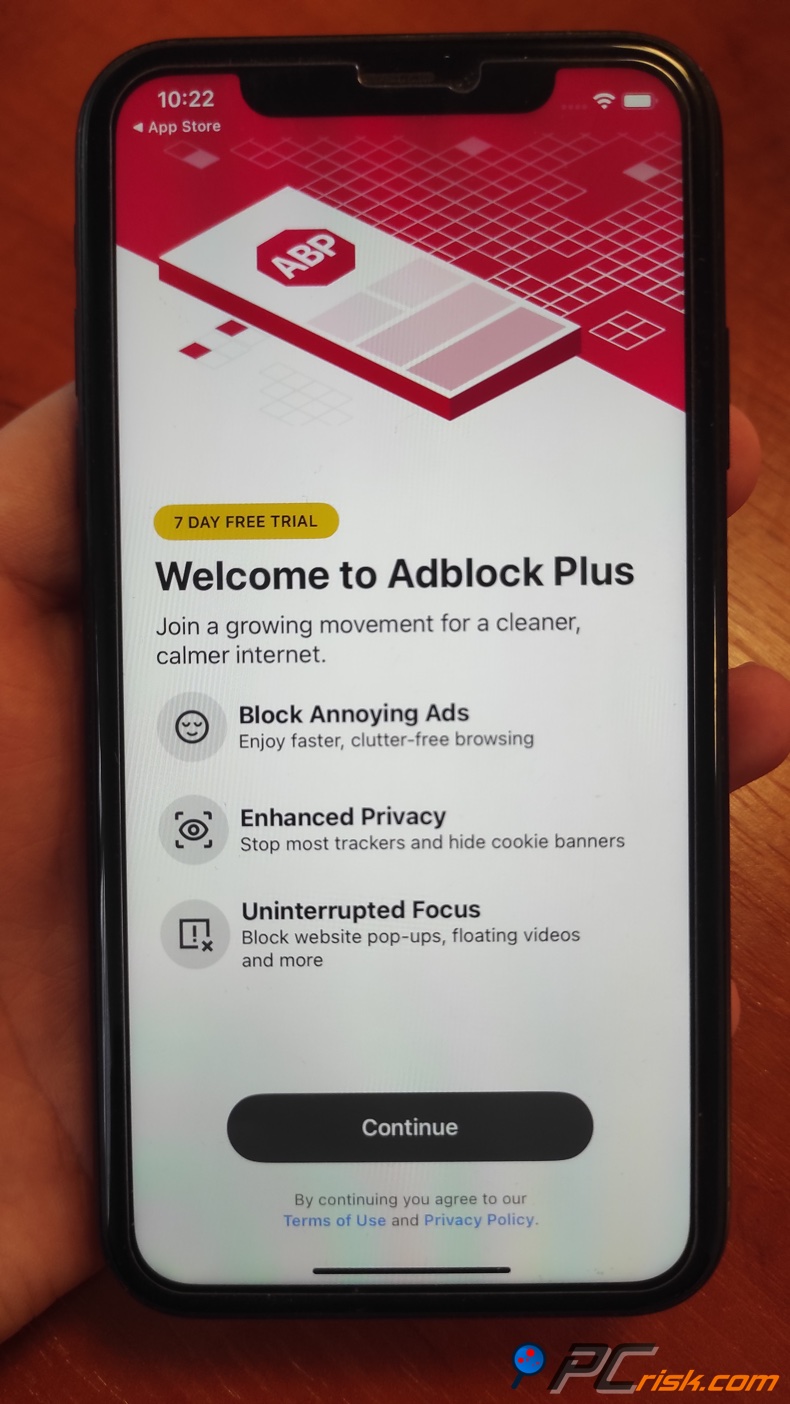 Adblock Plus ekran główny przeglądarki Safari