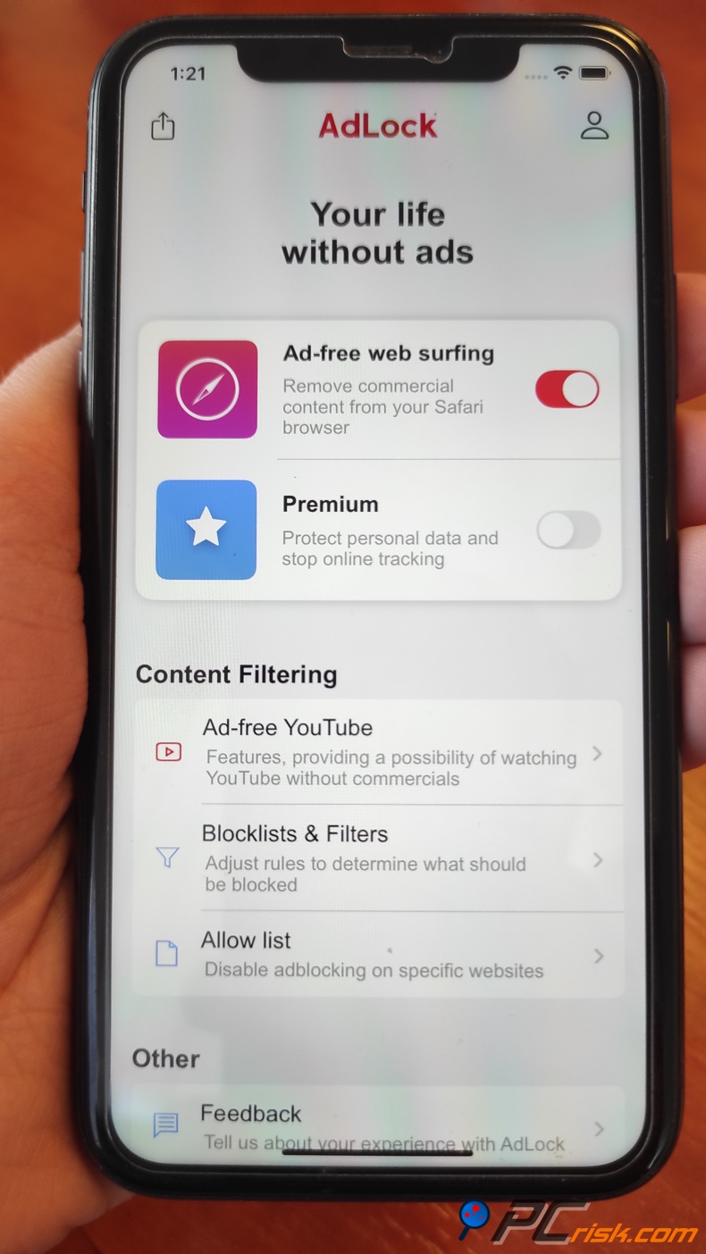 AdLock dla pulpitu nawigacyjnego iOS