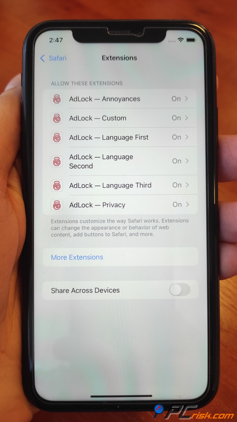 AdLock dla rozszerzenia Safari na iOS