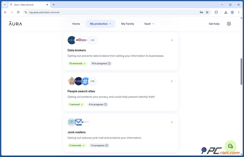 Aura wnioski o usunięcie danych ograniczenie ilości niechcianej poczty