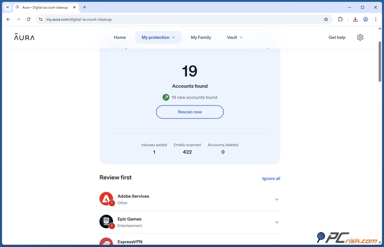Aura czyszczenie nieużywanych kont