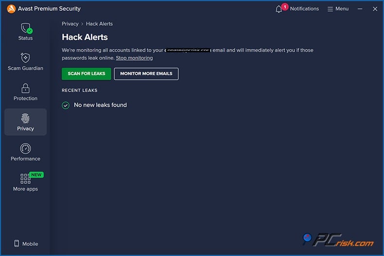 avast ostrzeżenia o włamaniach
