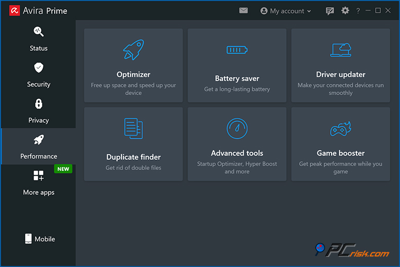 avira narzędzia wydajnościowe