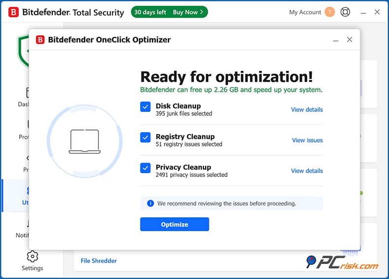bitdefender optymalizator jednym kliknięciem