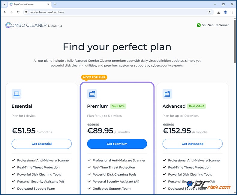 Combo Cleaner ustalanie cen