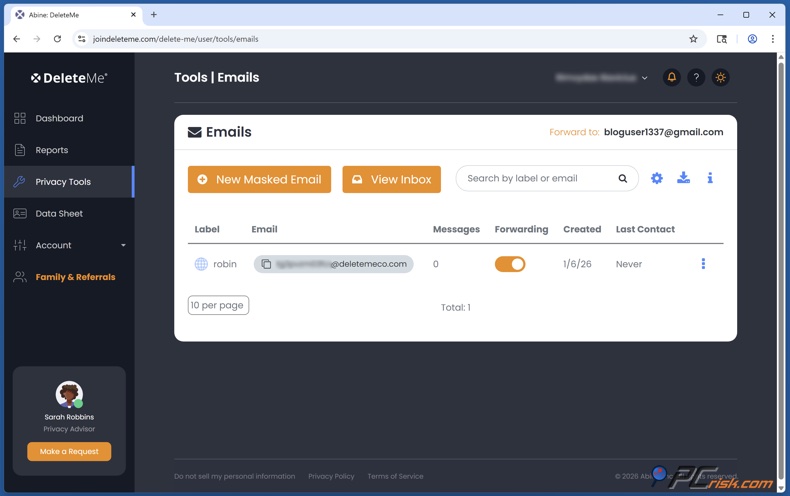DeleteMe Maskowanie adresu e-mail